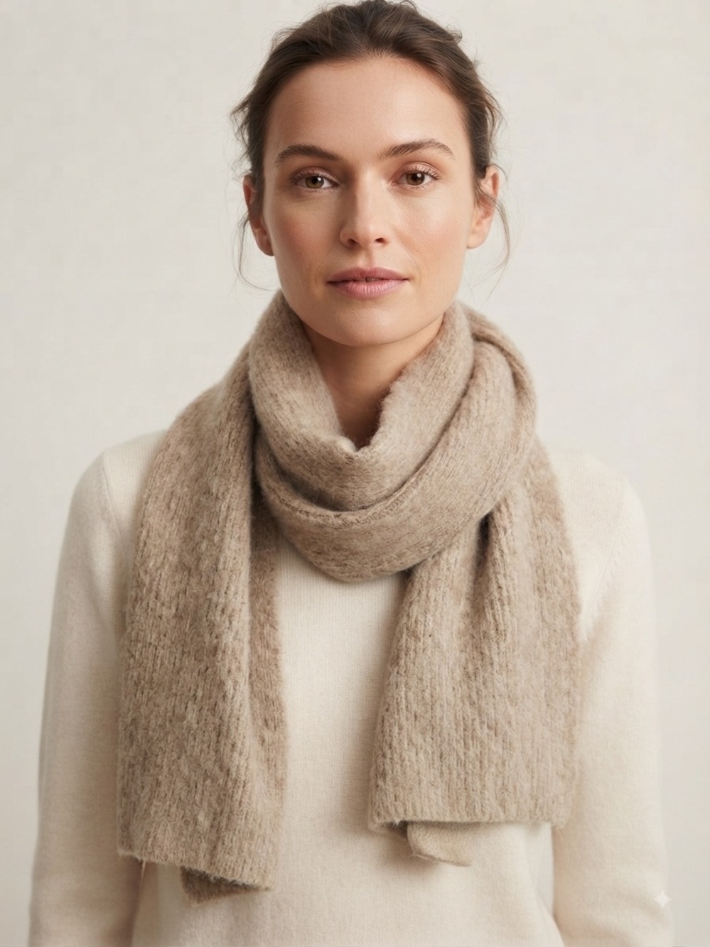 Alafoss Icewool Tan Wool 57”x8” Minimalist Scarf